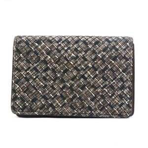 BOTTEGA VENETA Black Leather Intrecciato Clutch Bag